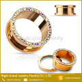 Aurora Borealis Rose Gold Plated vis acier chirurgical oreille Fit Flesh Tunnels jauges